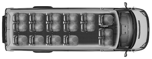 seating plan Ford Transit 17 seater minibus